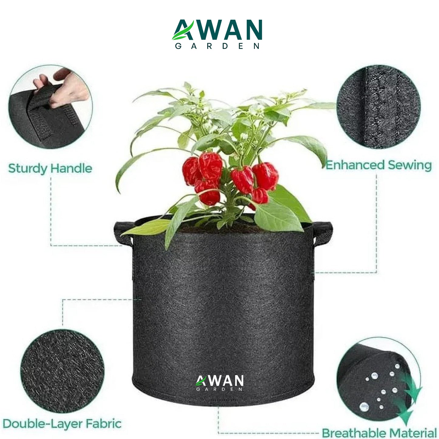 2 Gallon Grow Bag Without Handle