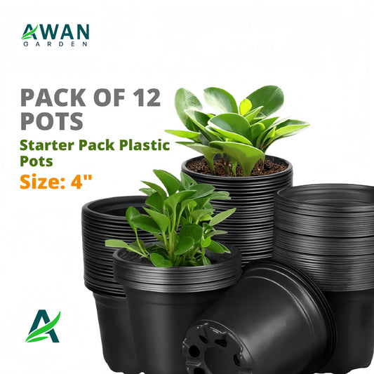 Black Plastic Pots 4 Inches Set of 12 Pieces