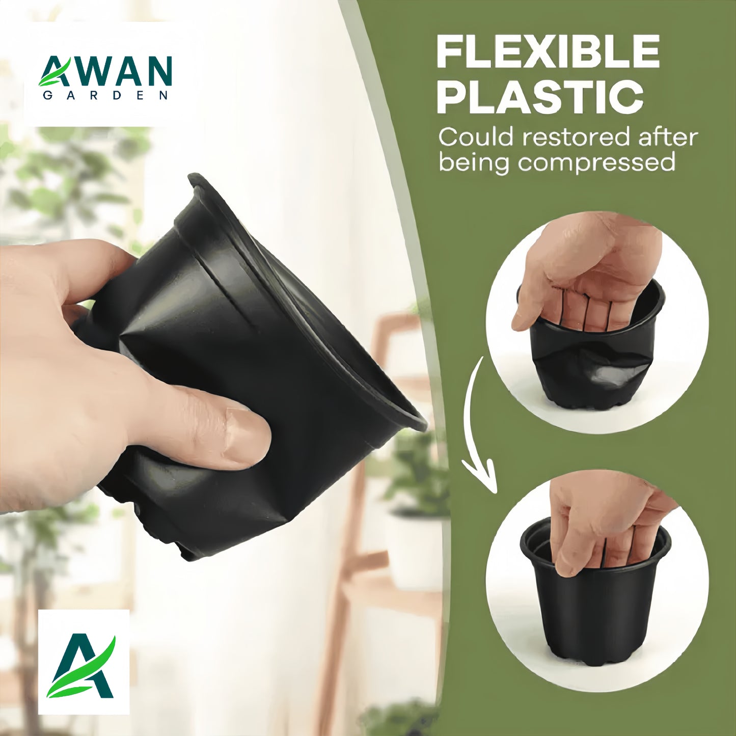 Black Plastic Pots 4 Inches Set of 12 Pieces